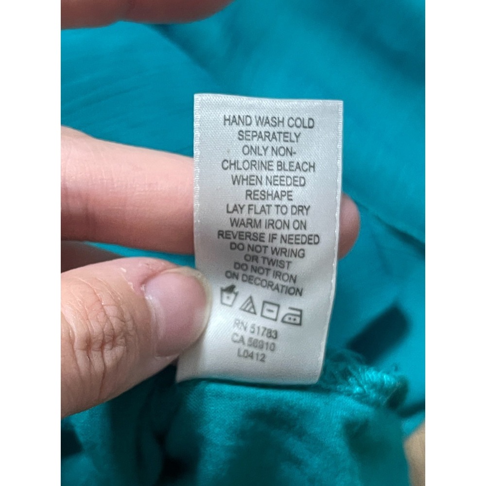 Studio Y Blouse, Women's Size Medium, Green, Beads, Short Sleeve - Picture 9 of 10